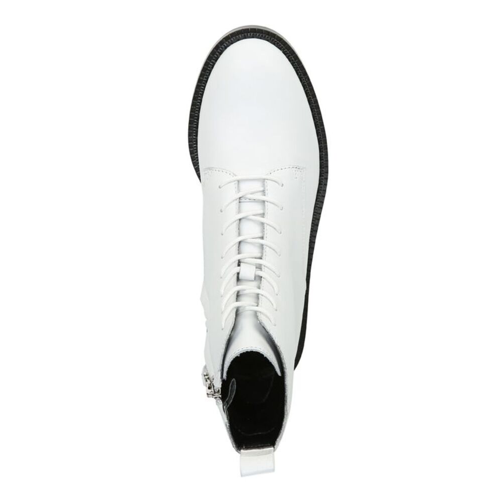 NWT SAM EDELMAN Womens White Lace Up Logo Nina Block Heel Leather Boots 8.5 M - Picture 3 of 5